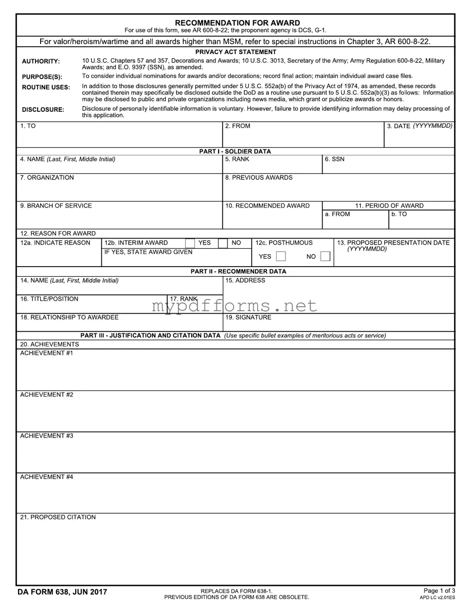 Get Da 638 Form in PDF