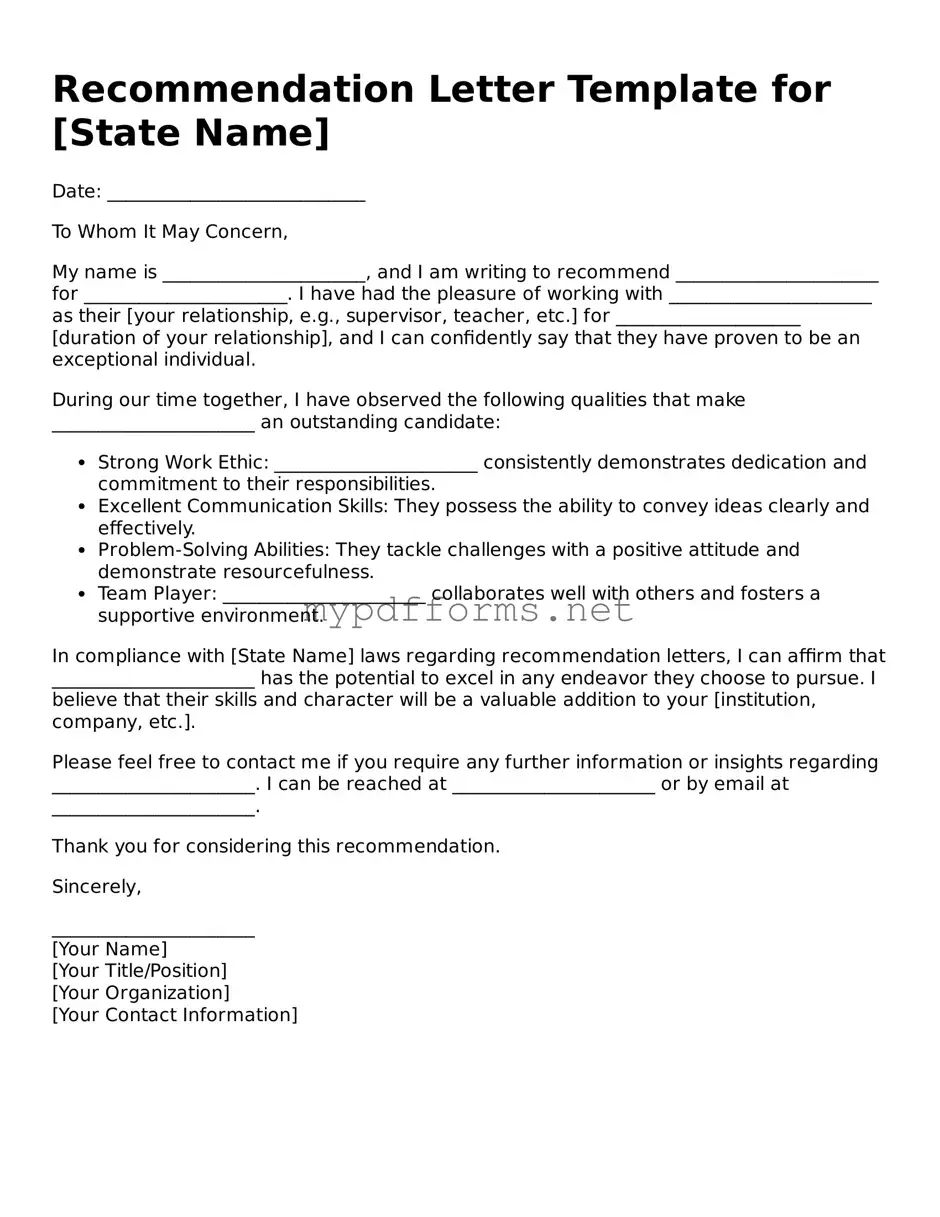 Recommendation Letter Template