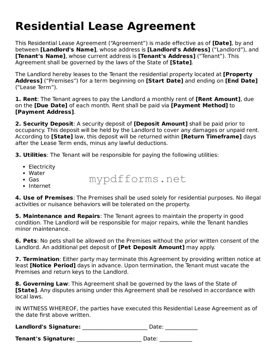 Residential Lease Agreement Template