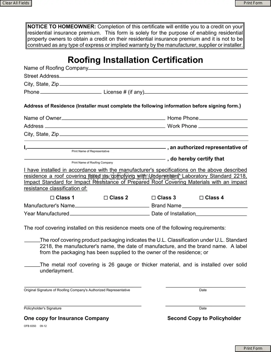 Get Roofing Certificate Form in PDF