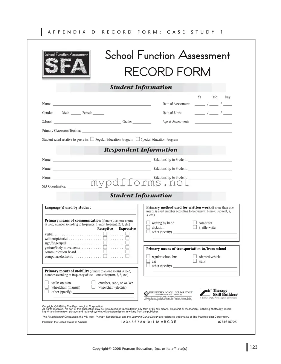 Get School Function Assessment Form in PDF