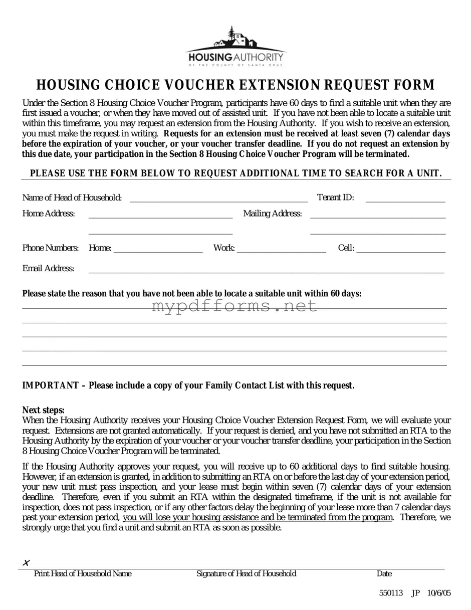 Get Section 8 Voucher Extension Form in PDF