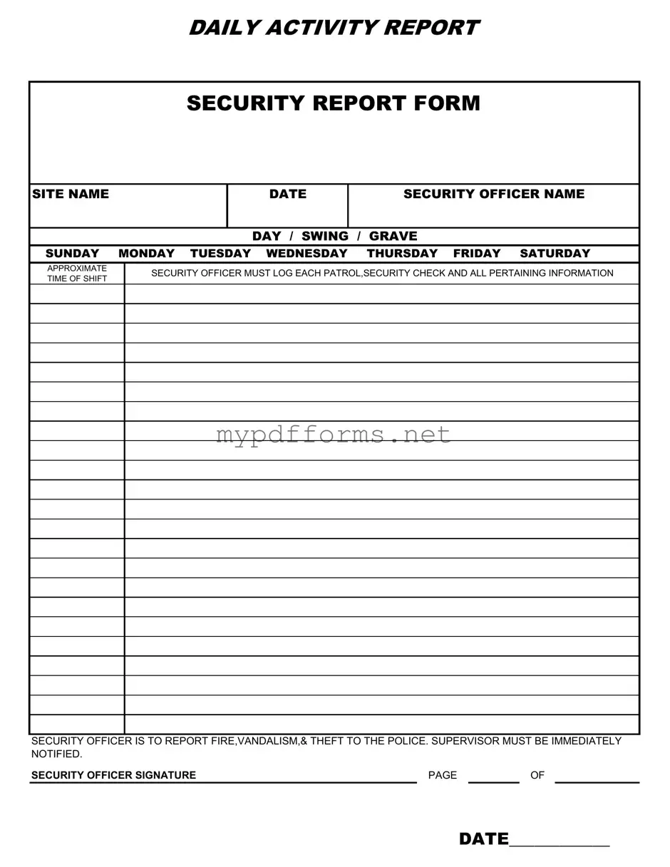 Get Security Guard Daily Report Sample Form in PDF