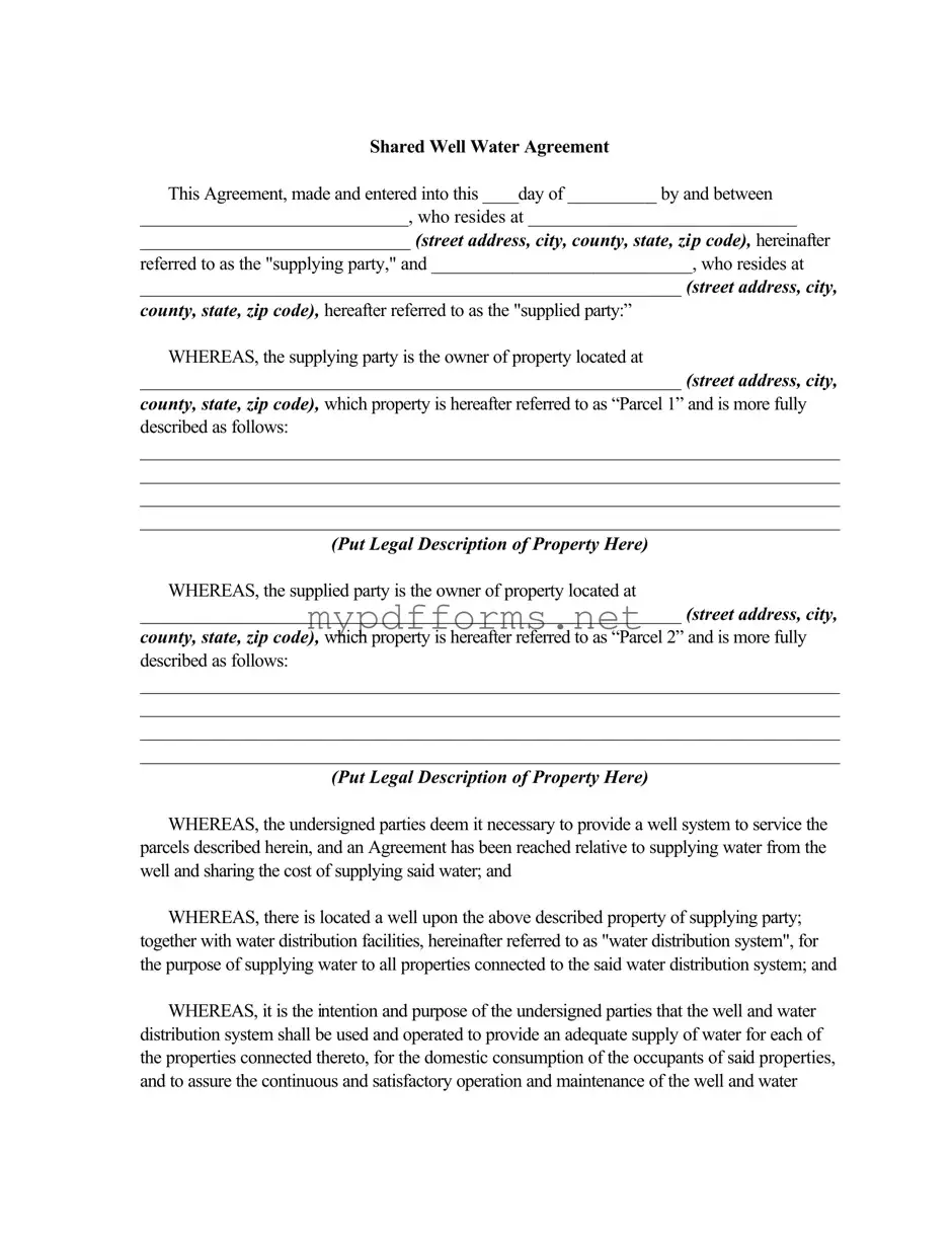 Get Shared Well Agreement Form in PDF