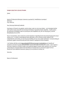 Get Emotional Support Animal Letter Form in PDF