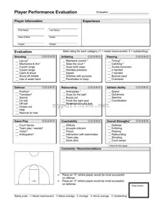 Get Basketball Evaluation Form in PDF