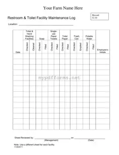 Get Bathroom Cleaning Log Sheet Form in PDF