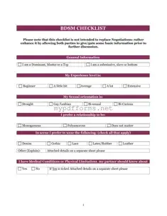 Get Bdsm Checklist Form in PDF