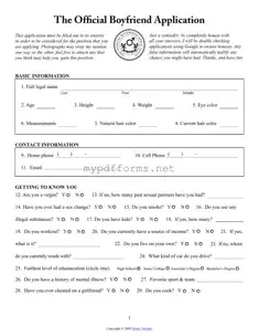 Get Boyfriend application form Form in PDF