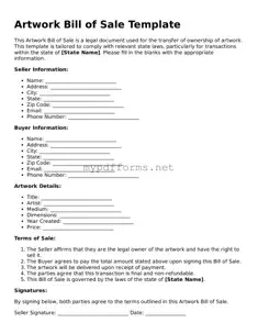 Artwork Bill of Sale Template