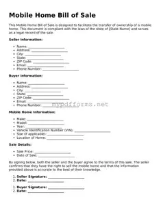 Mobile Home Bill of Sale Template