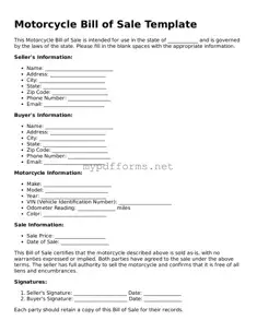 Motorcycle Bill of Sale Template