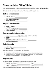 Snowmobile Bill of Sale Template