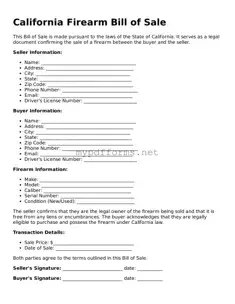 Attorney-Verified  Firearm Bill of Sale Document for California