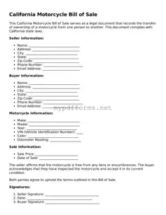 Attorney-Verified  Motorcycle Bill of Sale Document for California