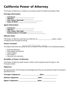 Attorney-Verified  Power of Attorney Document for California