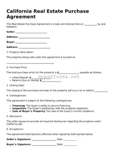 Attorney-Verified  Real Estate Purchase Agreement Document for California