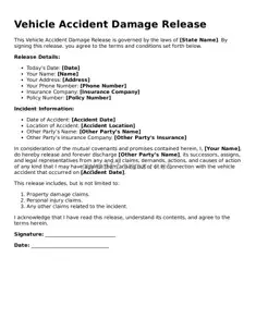 Vehicle Accident Damage Release Template