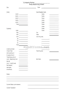 Get Cash Drawer Count Sheet Form in PDF