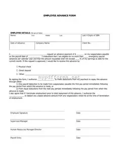 Get Employee Advance Form in PDF
