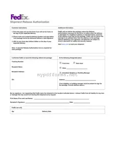 Get Fedex Release Form in PDF