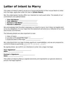 Letter of Intent to Marry Template