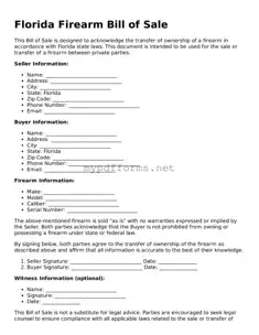 Attorney-Verified  Firearm Bill of Sale Document for Florida