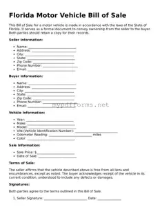 Attorney-Verified  Motor Vehicle Bill of Sale Document for Florida