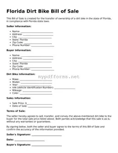 Attorney-Verified  Dirt Bike Bill of Sale Document for Florida