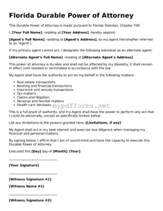 Attorney-Verified  Durable Power of Attorney Document for Florida