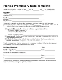 Attorney-Verified  Promissory Note Document for Florida