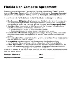 Attorney-Verified  Non-compete Agreement Document for Florida