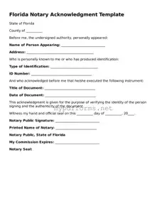 Attorney-Verified  Notary Acknowledgement Document for Florida