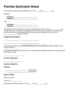 Attorney-Verified  Quitclaim Deed Document for Florida