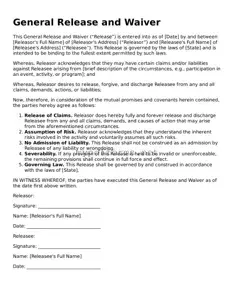 General Release and Waiver Template
