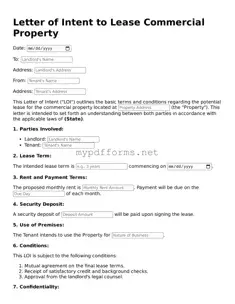 Letter of Intent to Lease Commercial Property Template