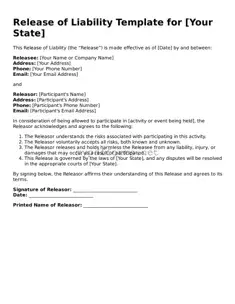 Release of Liability Template