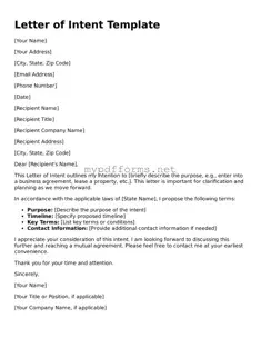 Letter of Intent Template