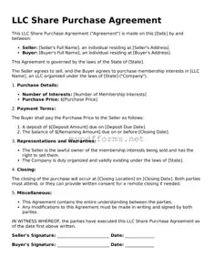 LLC Share Purchase Agreement Template