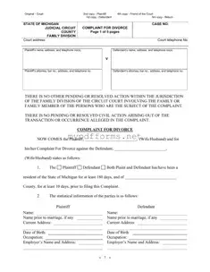 Get Michigan Complaint Divorce Form in PDF