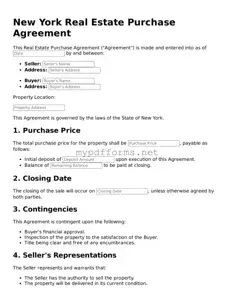 Attorney-Verified  Real Estate Purchase Agreement Document for New York