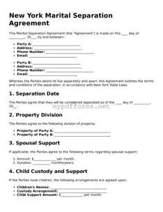 Attorney-Verified  Marital Separation Agreement Document for New York