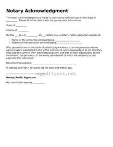Notary Acknowledgement Template