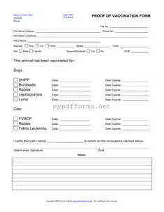 Get Proof Of Vaccination Dog Form in PDF