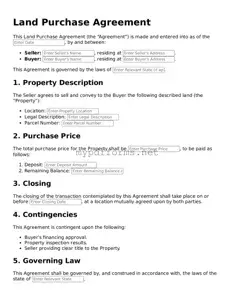 Land Purchase Agreement Template