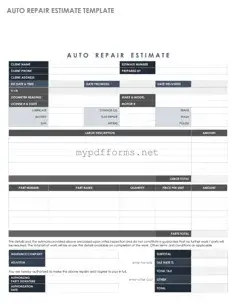 Get Auto Repair Estimate Form in PDF