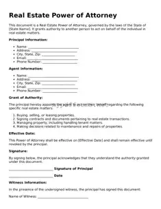 Real Estate Power of Attorney Template