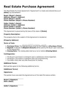 Real Estate Purchase Agreement Template