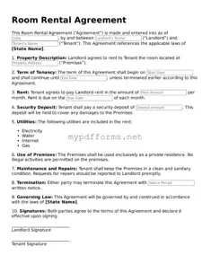 Room Rental Agreement Template