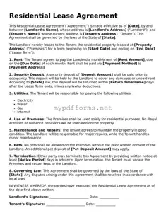 Residential Lease Agreement Template